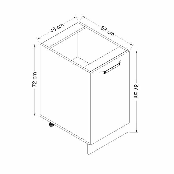 Minar Mutfak Modül Alt 1K1R 45Cm Dolap Byz Mebran C Antrasit