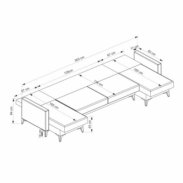 Crystal (D+2+D) Reclining Corner Sofa Set