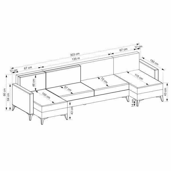 Crystal (D+2+D) Reclining Corner Sofa Set