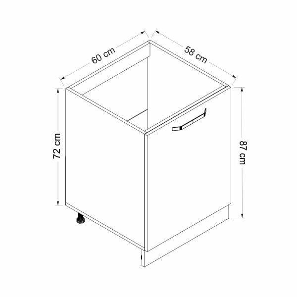 Minar Mutfak Modül Alt 1K 60Cm Evye Dolap Byz Mebran C Antrasit