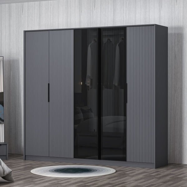 Kale Luxe 5 Door Wardrobe - Anthracite