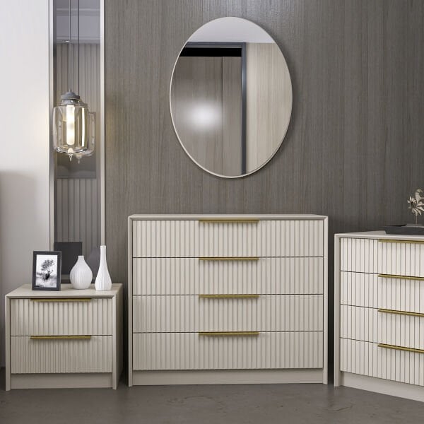 Kale Luxe Mirrored 4C Dresser - Sandstone