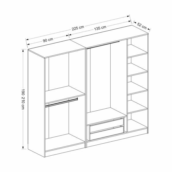 Castle 190 Cm 5 Membrane Lid Q2 Cabinet - White