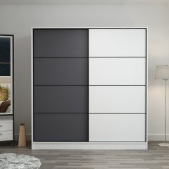 Mina Fortress 2 Lid Sliding Wardrobe 180 Cm - White / Anthracite