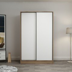 Mina Fortress 2 Lid Sliding Wardrobe 120 Cm - Dora / White