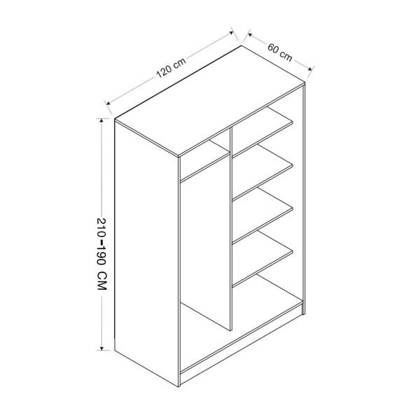 Mina Fortress 2 Lid Sliding Wardrobe 120 Cm - Dora