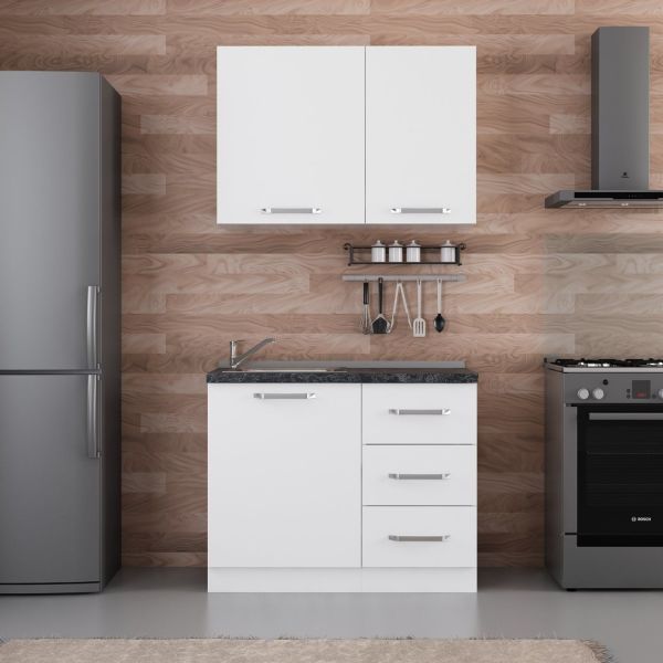 Minar 105 cm Kitchen Cabinet White 105-B1