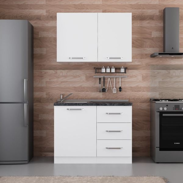 Minar 110 Cm White Kitchen Cabinet 110-B1