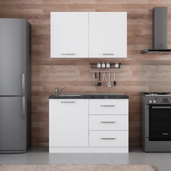 Minar 120 Cm White Kitchen Cabinet 120-B2