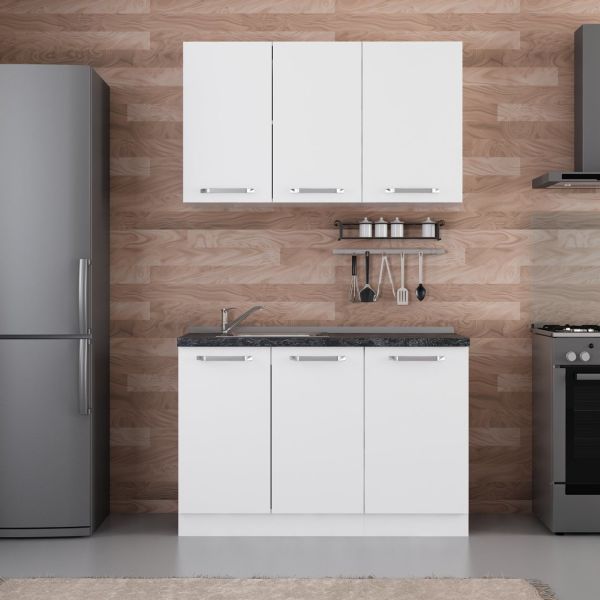 Minar 125 Cm White Kitchen Cabinet 125-B1