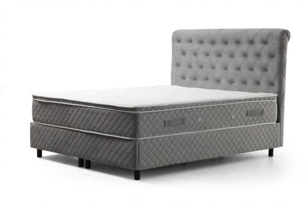 Sonata Bed Base+Headboard+Miray Hidden Pad Mattress Gray