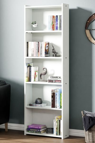 Ceramical Kts2 Modern Kitaplık / 5 Raflı - 60x180 Cm - Beyaz