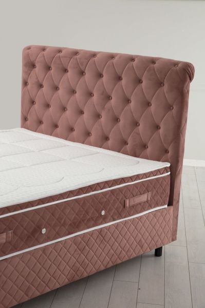 Sonata Bed Base+Headboard+Miray Hidden Pad Mattress Dried Rose