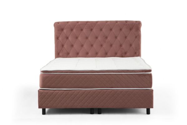 Sonata Bed Base+Headboard+Miray Hidden Pad Mattress Dried Rose