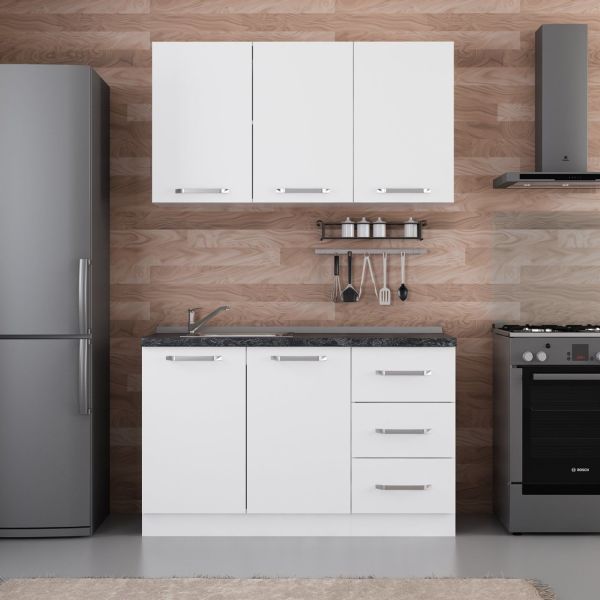 Minar 135 Cm White Kitchen Cabinet 135-B2