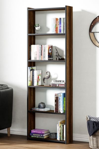 Ceramical Kts2 Modern Bookcase / 5 Shelves - 60x180 Cm - Walnut