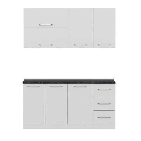 Minar 165 Cm White Kitchen Cabinet 165-B2