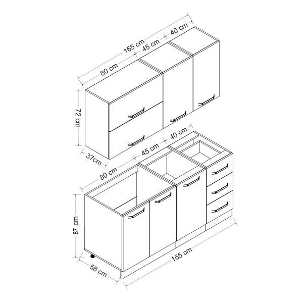 Minar 165 Cm White Kitchen Cabinet 165-B2