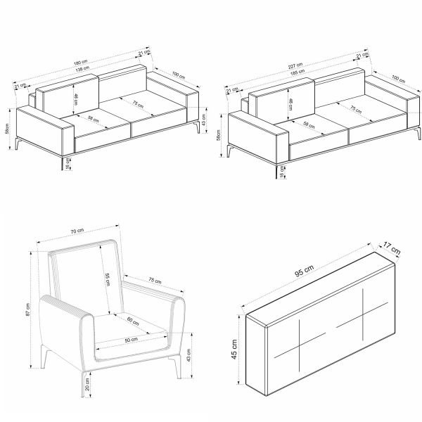 Prime Sofa Set 3+2+Armchair-Cream/Tile (Zegna1634/37705-Stella1694/405-Zegna19)