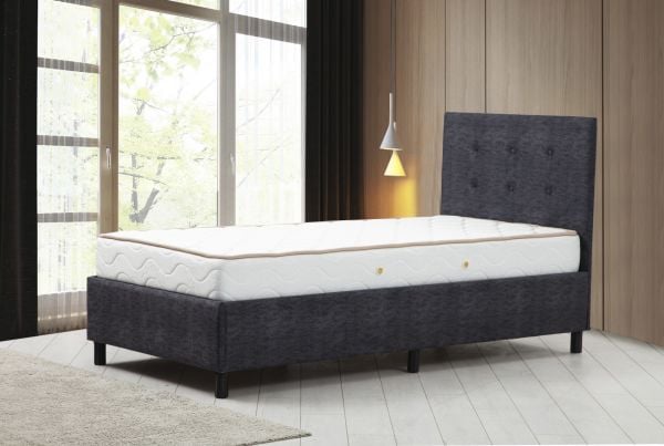 Hira Fixed base+headboard+mattress Anthracite 90x190