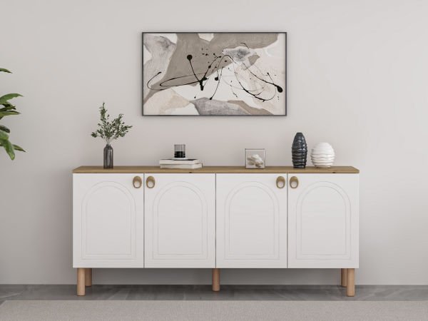 Lotus Bohemian Style Console - White/Artisan