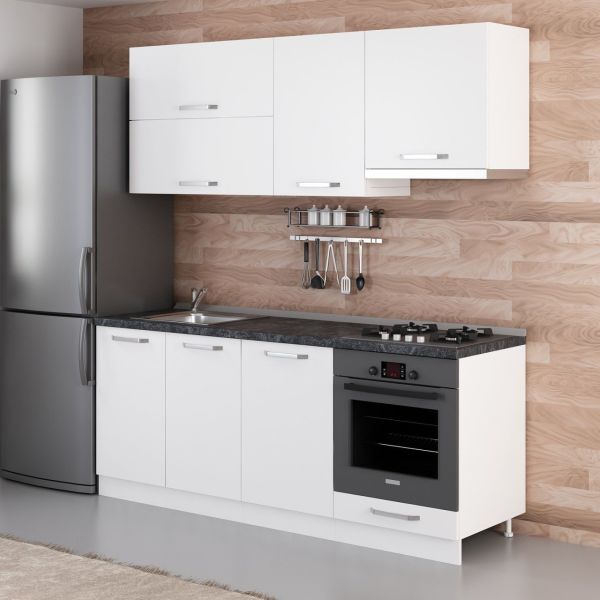 Minar 200 cm Kitchen Cabinet White 200-B8