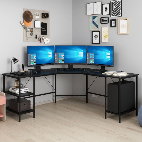 Power L Corner Desk - Black