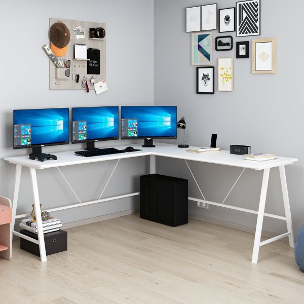 Team L Corner Desk - White