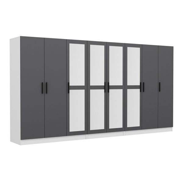 Kale 8 Door 4 Mirror 4 Drawer Cabinet White Anthracite