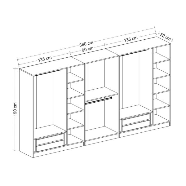 Kale 8 Door 4 Mirror 4 Drawer Cabinet White Anthracite