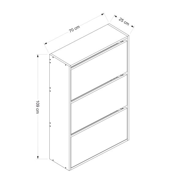 Lupa 3-Compartment Shoe Rack with Drop-Lid - White