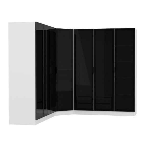 Kale 7 Smoke Glass Door 4C Corner Cabinet White Smoke Glass