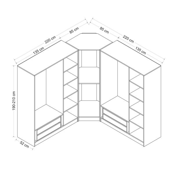 Kale 7 Smoke Glass Door 4C Corner Cabinet White Smoke Glass