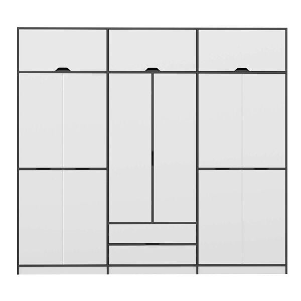 Elina 6 Kapaklı Dolap + Yüklük - Antrasit/Beyaz