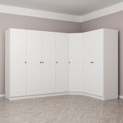 Minar Kale190 2C Corner Wardrobe With 7 Doors White Membrane