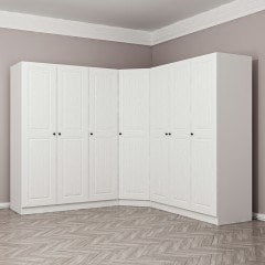 Minar Kale190 7 Doors 4C Corner Wardrobe White Membrane