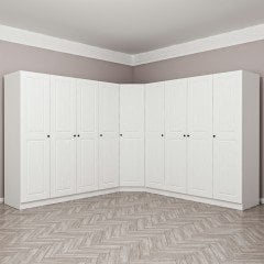 Minar Kale190 9 Doors 4C Corner Wardrobe White Membrane