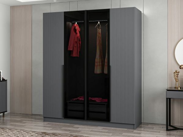 Kale Plus 4 Mebrane Covered 2C Cabinet Anthracite Mebrane Smoked Glass