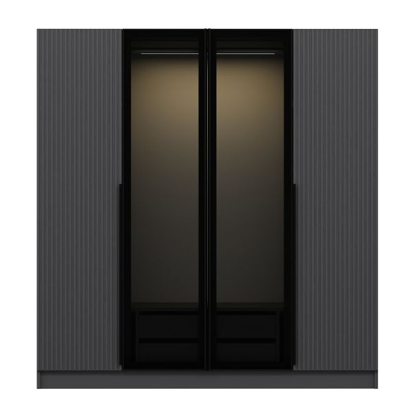 Kale Plus 4 Mebrane Covered 2C Cabinet Anthracite Mebrane Smoked Glass