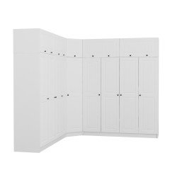 Minar Kale190 4C Corner Wardrobe with 9 Doors + Wardrobe White Membrane