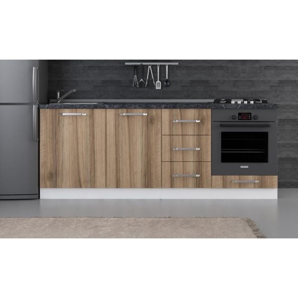 Minar 215 Cm White Kitchen Cabinet Dore 215-D3-Sub Module