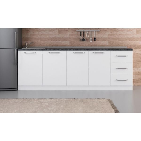 Minar 235 Cm White Kitchen Cabinet 235-B1-Sub Module