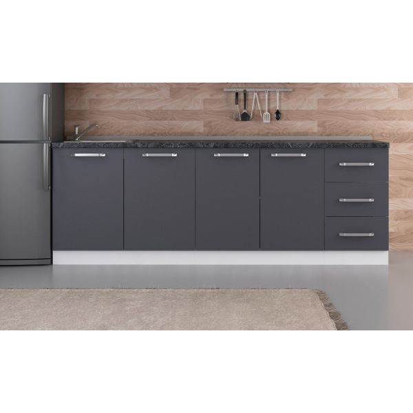 Minar 235 Cm White Kitchen Cabinet Anthracite 235-A1-Sub Module