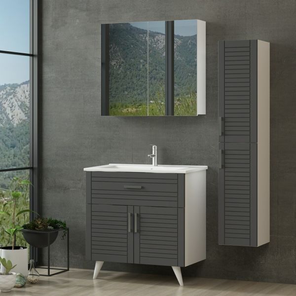 Minar Bathroom Cabinet 85Cm Ay2K1Ç+2K2A+Etj+Length White