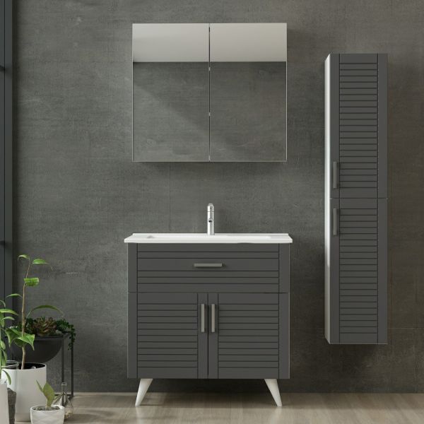 Minar Bathroom Cabinet 85Cm Ay2K1Ç+2K2A+Etj+Length White