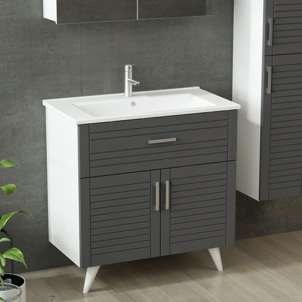 Minar Bathroom Cabinet 85Cm Ay2K1Ç+2K2A+Etj+Length White