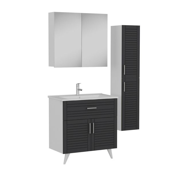 Minar Bathroom Cabinet 85Cm Ay2K1Ç+2K2A+Etj+Length White