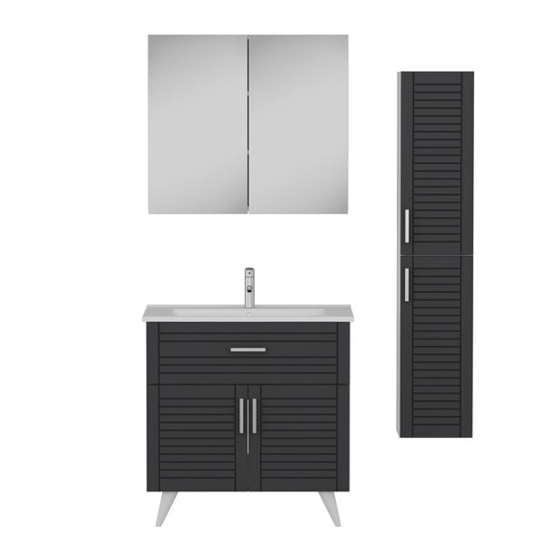 Minar Bathroom Cabinet 85Cm Ay2K1Ç+2K2A+Etj+Length White