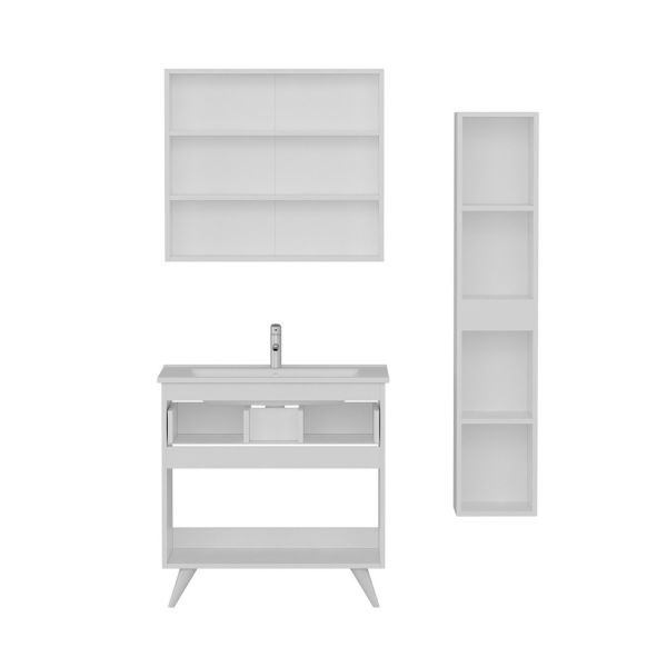 Minar Bathroom Cabinet 85Cm Ay2K1Ç+2K2A+Etj+Length White