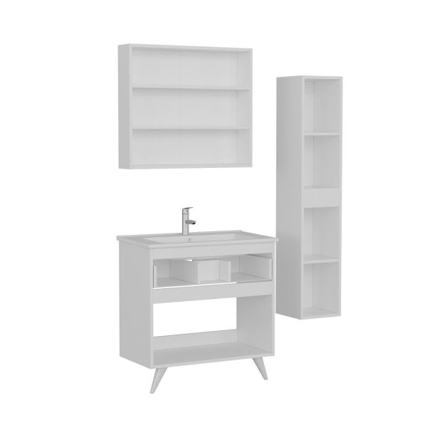 Minar Bathroom Cabinet 85Cm Ay2K1Ç+2K2A+Etj+Length White